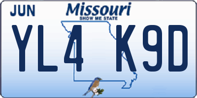 MO license plate YL4K9D