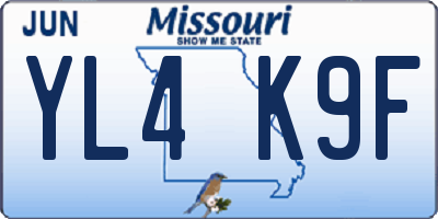 MO license plate YL4K9F