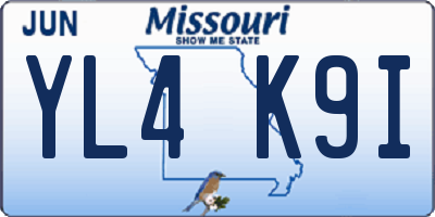 MO license plate YL4K9I