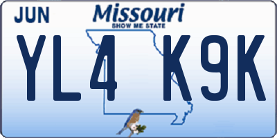 MO license plate YL4K9K