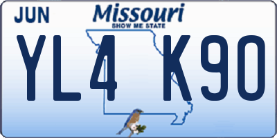MO license plate YL4K9O