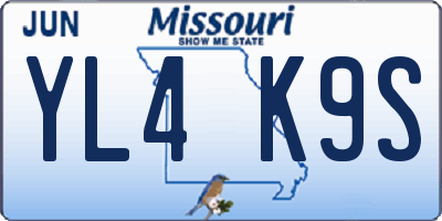 MO license plate YL4K9S
