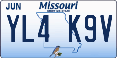 MO license plate YL4K9V