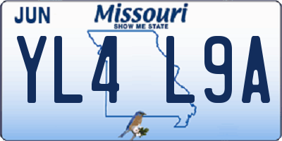 MO license plate YL4L9A
