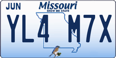 MO license plate YL4M7X