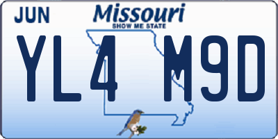 MO license plate YL4M9D