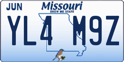 MO license plate YL4M9Z