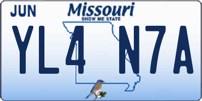 MO license plate YL4N7A