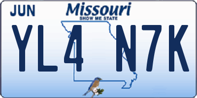 MO license plate YL4N7K