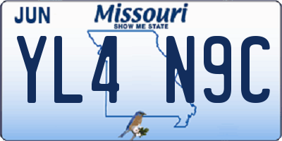 MO license plate YL4N9C