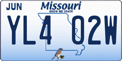 MO license plate YL4O2W