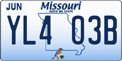 MO license plate YL4O3B