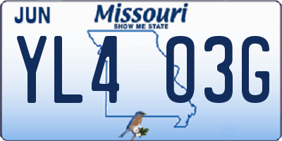 MO license plate YL4O3G