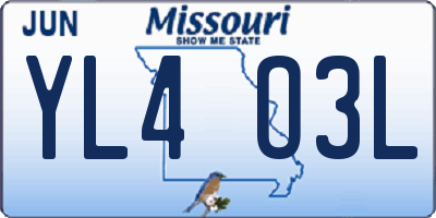 MO license plate YL4O3L