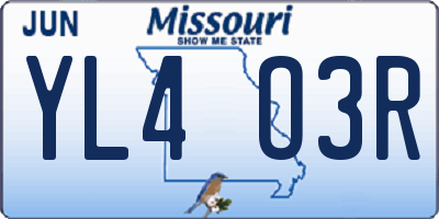 MO license plate YL4O3R