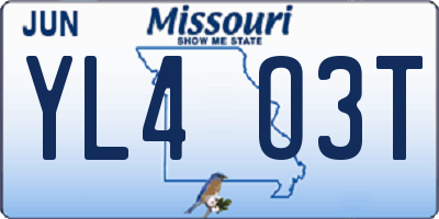 MO license plate YL4O3T