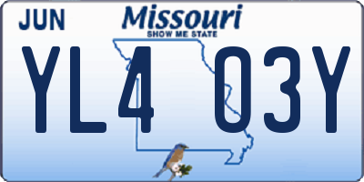 MO license plate YL4O3Y