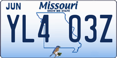 MO license plate YL4O3Z