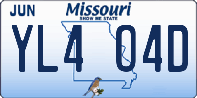 MO license plate YL4O4D