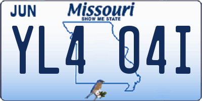 MO license plate YL4O4I