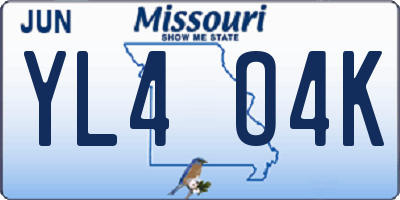 MO license plate YL4O4K