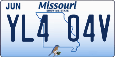 MO license plate YL4O4V