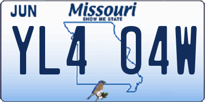 MO license plate YL4O4W