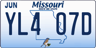 MO license plate YL4O7D