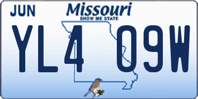 MO license plate YL4O9W