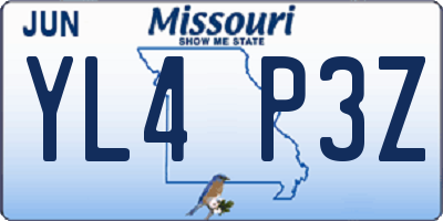 MO license plate YL4P3Z