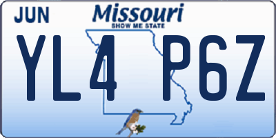 MO license plate YL4P6Z