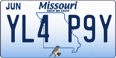 MO license plate YL4P9Y