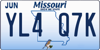 MO license plate YL4Q7K