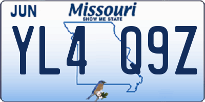 MO license plate YL4Q9Z