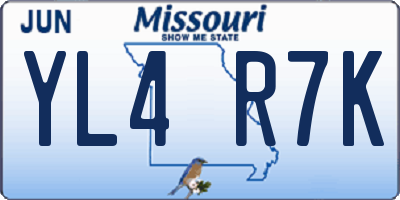 MO license plate YL4R7K