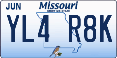 MO license plate YL4R8K