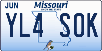 MO license plate YL4S0K