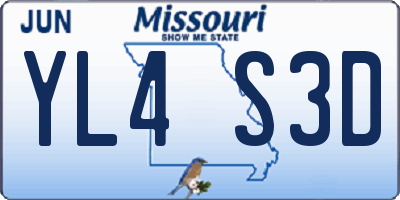 MO license plate YL4S3D