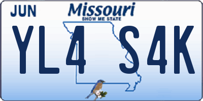 MO license plate YL4S4K