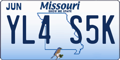 MO license plate YL4S5K