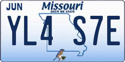 MO license plate YL4S7E