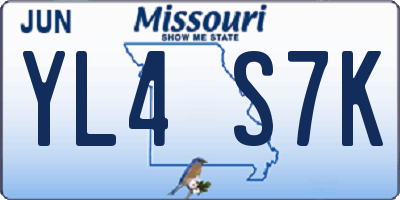MO license plate YL4S7K