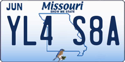 MO license plate YL4S8A
