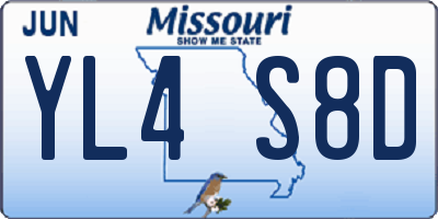 MO license plate YL4S8D
