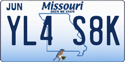 MO license plate YL4S8K