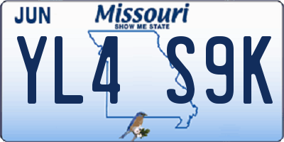 MO license plate YL4S9K