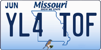 MO license plate YL4T0F