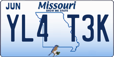 MO license plate YL4T3K