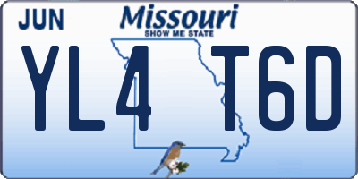 MO license plate YL4T6D