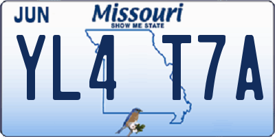 MO license plate YL4T7A